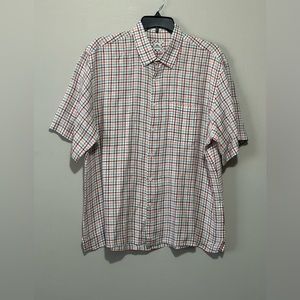 Peter Millar Shirt Mens XL Extra Large 100% Linen Short Sleeve Button Up Plaid